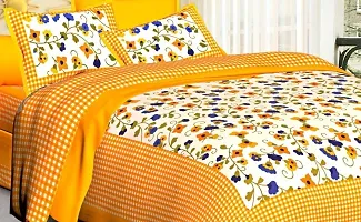 Comfortable Multicoloured Cotton Double 1 Bedsheet + 2 Pillowcovers-thumb1