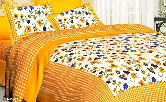 Comfortable Multicoloured Cotton Double 1 Bedsheet + 2 Pillowcovers-thumb2