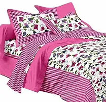 Stylish Fancy Comfortable Cotton Printed King Double 1 Bedsheet + 2 Pillowcovers-thumb1