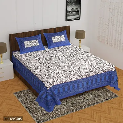 Stylish Fancy Comfortable Cotton Printed King Double 1 Bedsheet + 2 Pillowcovers-thumb0