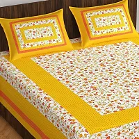 Stylish Fancy Comfortable Cotton Printed King Double 1 Bedsheet + 2 Pillowcovers-thumb1