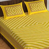 Stylish Fancy Comfortable Cotton Printed King Double 1 Bedsheet + 2 Pillowcovers-thumb1