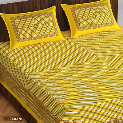 Stylish Fancy Comfortable Cotton Printed King Double 1 Bedsheet + 2 Pillowcovers-thumb2