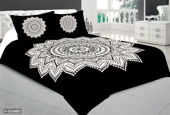 Stylish Fancy Comfortable Cotton Printed King Double 1 Bedsheet + 2 Pillowcovers-thumb0