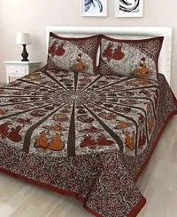 Stylish Fancy Comfortable Cotton Printed King Double 1 Bedsheet + 2 Pillowcovers-thumb3