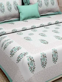 Stylish Fancy Comfortable Cotton Printed King Double 1 Bedsheet + 2 Pillowcovers-thumb2