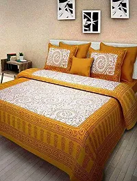 Stylish Fancy Comfortable Cotton Printed King Double 1 Bedsheet + 2 Pillowcovers-thumb2