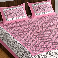 Stylish Fancy Comfortable Cotton Printed King Double 1 Bedsheet + 2 Pillowcovers-thumb1