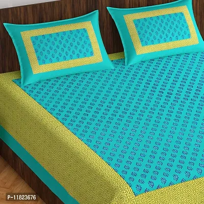 Stylish Fancy Comfortable Cotton Printed King Double 1 Bedsheet + 2 Pillowcovers-thumb2