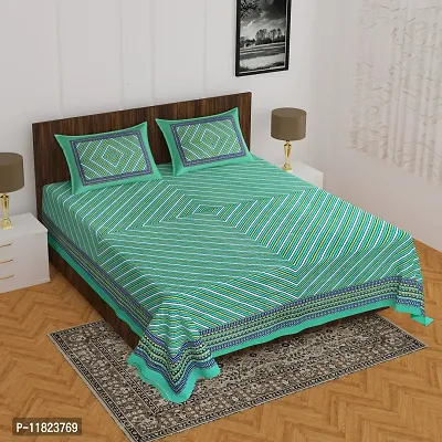 Stylish Fancy Comfortable Cotton Printed King Double 1 Bedsheet + 2 Pillowcovers