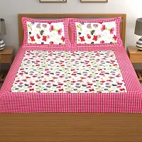 Stylish Fancy Comfortable Cotton Printed King Double 1 Bedsheet + 2 Pillowcovers-thumb1