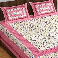 Stylish Fancy Comfortable Cotton Printed King Double 1 Bedsheet + 2 Pillowcovers-thumb1