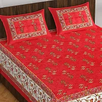 Stylish Fancy Comfortable Cotton Printed King Double 1 Bedsheet + 2 Pillowcovers-thumb1