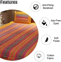 Stylish Fancy Comfortable Cotton Printed King Double 1 Bedsheet + 2 Pillowcovers-thumb3