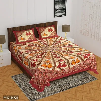 Stylish Fancy Comfortable Cotton Printed King Double 1 Bedsheet + 2 Pillowcovers