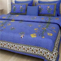 Stylish Fancy Comfortable Cotton Printed King Double 1 Bedsheet + 2 Pillowcovers-thumb1