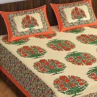 Stylish Fancy Comfortable Cotton Printed King Double 1 Bedsheet + 2 Pillowcovers-thumb1