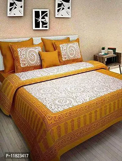 Stylish Fancy Comfortable Cotton Printed King Double 1 Bedsheet + 2 Pillowcovers