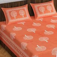 Stylish Fancy Comfortable Cotton Printed King Double 1 Bedsheet + 2 Pillowcovers-thumb1