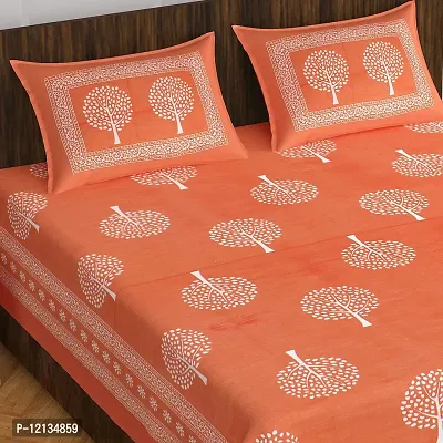 Stylish Fancy Comfortable Cotton Printed King Double 1 Bedsheet + 2 Pillowcovers-thumb2