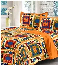 Stylish Fancy Comfortable Cotton Printed King Double 1 Bedsheet + 2 Pillowcovers-thumb1