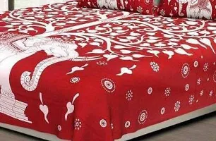 Stylish Fancy Comfortable Cotton Printed King Double 1 Bedsheet + 2 Pillowcovers-thumb1