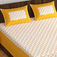 Stylish Fancy Comfortable Cotton Printed King Double 1 Bedsheet + 2 Pillowcovers-thumb1