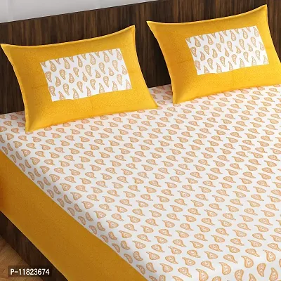 Stylish Fancy Comfortable Cotton Printed King Double 1 Bedsheet + 2 Pillowcovers-thumb2