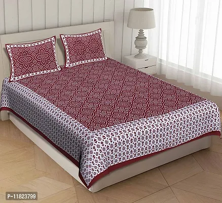 Stylish Fancy Comfortable Cotton Printed King Double 1 Bedsheet + 2 Pillowcovers