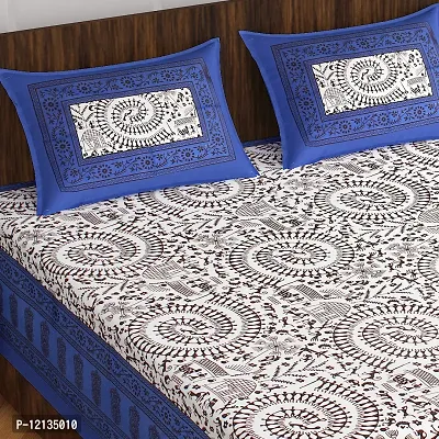 Stylish Fancy Comfortable Cotton Printed King Double 1 Bedsheet + 2 Pillowcovers-thumb2