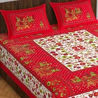 Stylish Fancy Comfortable Cotton Printed King Double 1 Bedsheet + 2 Pillowcovers-thumb1