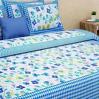 Comfortable Multicoloured Cotton Queen 1 Bedsheet + 2 Pillowcovers-thumb1