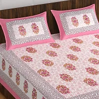 Comfortable Multicoloured Cotton Double 1 Bedsheet + 2 Pillowcovers-thumb1