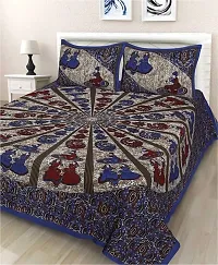 Stylish Fancy Comfortable Cotton Printed King Double 1 Bedsheet + 2 Pillowcovers-thumb3