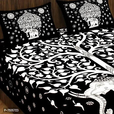 Comfortable Cotton Printed Double Bedsheet with Two Pillow Covers-thumb3