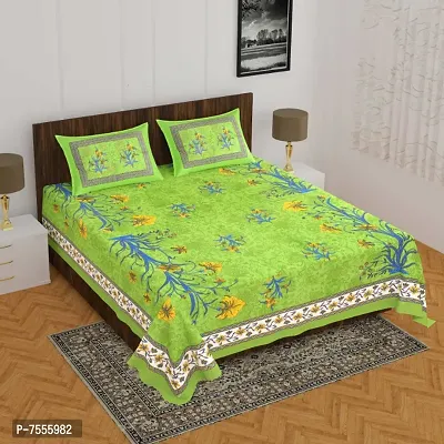 Dainty Cotton Printed Double Bedsheet with Two Pillow Covers-thumb0