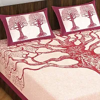 Dainty Cotton Printed Double Bedsheet with Two Pillow Covers-thumb1