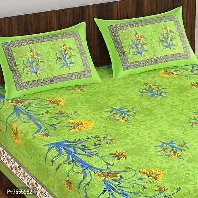 Dainty Cotton Printed Double Bedsheet with Two Pillow Covers-thumb2