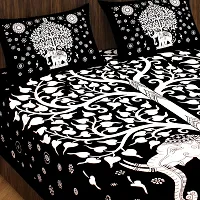 Stylish Fancy Comfortable Cotton Printed King Double 1 Bedsheet + 2 Pillowcovers-thumb1
