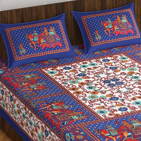 Ethnic Printed Cotton Queen Size Bedsheet