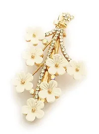 Radiant Elegance: Gold Floral Hair Pins with Dazzling White Stones - Stylish Clips for Girls (Pack of 1)-thumb3