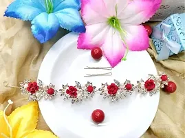 Dazzling Elegance: Artificial Small Rose Flower and Diamond-Studded Bridal Wedding Hair Clip ndash; Glamorous Hair Accessory for Women-thumb1