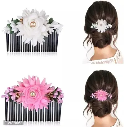 Exquisite Flower Design Hair Pin Comb/Hair Clip for Women (Pack of 2)