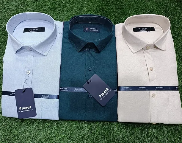 Fabulous Solid Blend Shirt For Men, Pack Of 3