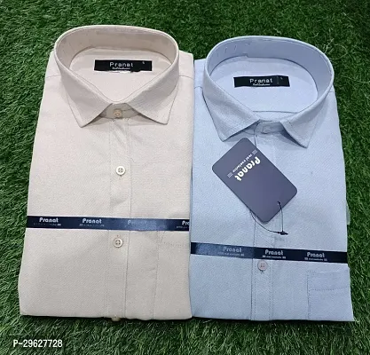 Fabulous Solid Cotton Blend Shirt For Men, Pack Of 2