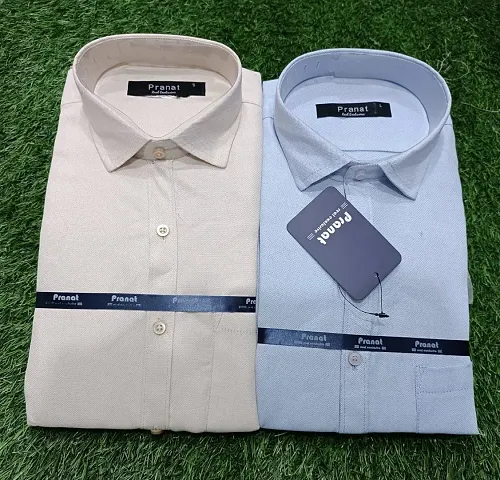 Fabulous Solid Blend Shirt For Men, Pack Of 2