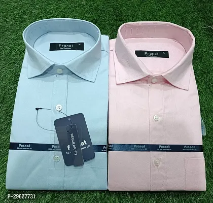 Fabulous Solid Cotton Blend Shirt For Men, Pack Of 2