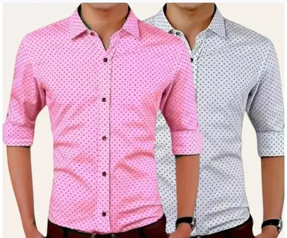 Classic Polycotton Polka Dotted Casual Shirts for Men, Pack of 2