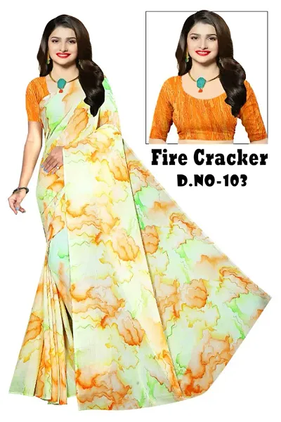 Attractive Georgette Printed Sarees with Blouse piece