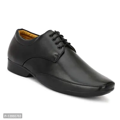 Stylish Black Synthetic Leather Solid Formal Shoes For Men-thumb0